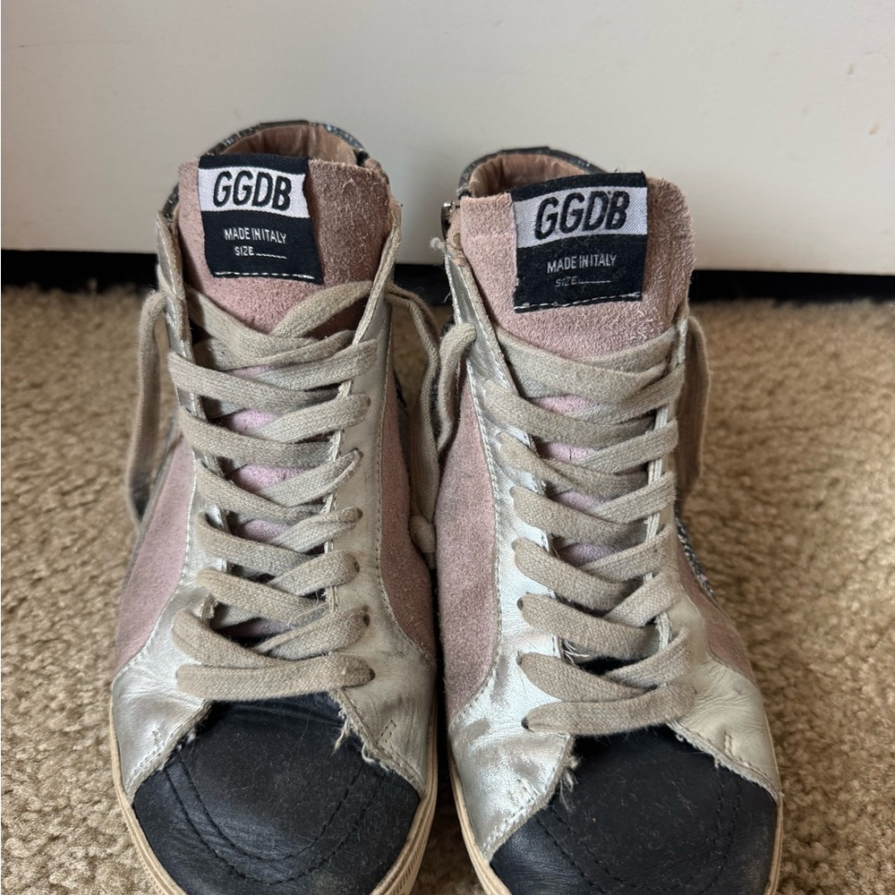 Golden Goose Pink and Silver Sneakers